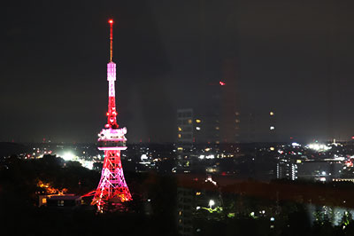 宇都宮タワーのピンクライトアップ